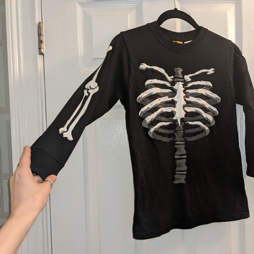 Glow in the Dark S Skeleton Halloween long-sleeve shirt boys or women